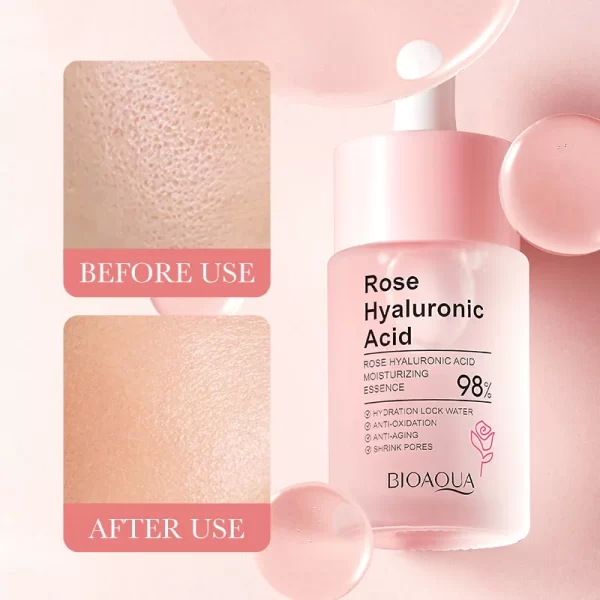30ml BIOAOUA Rose Hyaluronic Acid Nourishing Essence Moisturizing Face Serum Hydrating Brighten Shrink Pores Skincare - Image 5