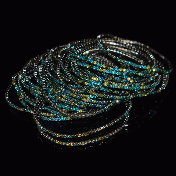 50pcs/Set Fashion Gold Multiple Colour Crystal Rhinestone Elastic Bracelet Bangle Bling Wristband Women Wedding Bridal Jewelry - Image 18