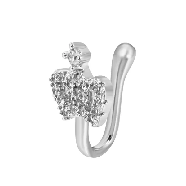 Shiny Crystal Rhinestone Hollow Heart Fake Piercing Nose Ring for Women Teens U-shaped Nose Clip Non-perforated Septum Jewelry - Image 19