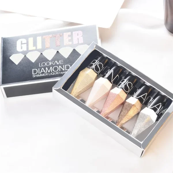 5pc/set Professional Shiny Eye Liners Cosmetics for Women Pigment Silver Rose Gold Color Liquid Glitter Eyeliner Beauty Makeup - Image 3