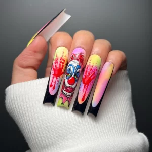 3D fake nails accessories for halloween party blood hand clown designs long french coffin tips faux ongles press on false nail