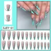 Long Ballet French Nail Art White Fake Nails Manicure Press On Nails False With Designs Artificial Wearing Reusable - Image 2