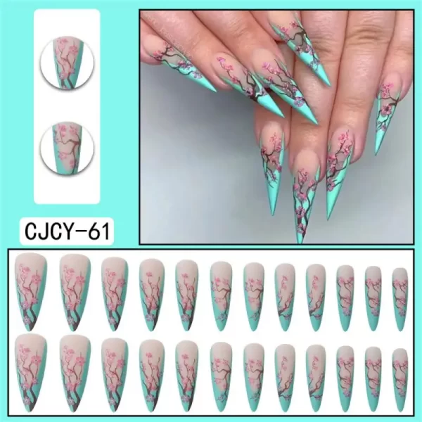 Long Ballet French Nail Art White Fake Nails Manicure Press On Nails False With Designs Artificial Wearing Reusable - Image 2