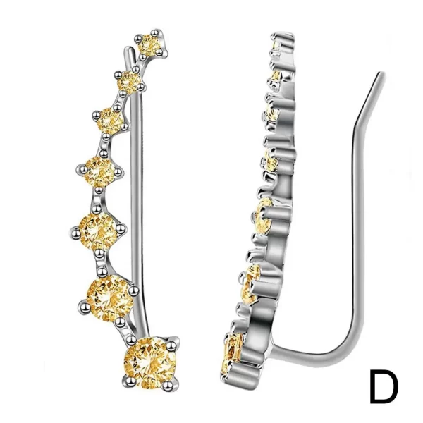 1 Pair Seven Star Crystals Leaf Shape Ear Climber Stud Earrings Alloy Ear Cuff Hook Ear Climbers For Women Girls Jewelry Gifts - Image 9