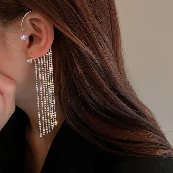 Luxury Star Butterfly Clip Earrings Female Crystal Tassel Ear Clip Earring Sparkling Zircon Ear Cuff Fashion Jewelry accessories - Image 5
