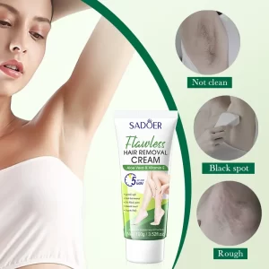 SADOER Cucumber Aloe Vera Rose Hair Removal Cream Non Irritating Quick Whole Body Axillary Armpit Arm Leg Privates Hair Remove