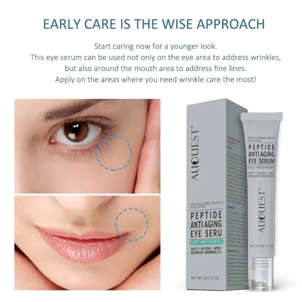 1PCS Peptides Ageless Eye Cream Hyaluronic Acid Instantly Serum Essence Gel for Firming Wrinkles Whitening Puffy Eye Care - Image 3