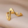 Stainless Steel Rings for Women Waterproof Open Gold Color Ring Wedding Couple Band Jewelry Gifts Free Shipping Items anillos - Image 5