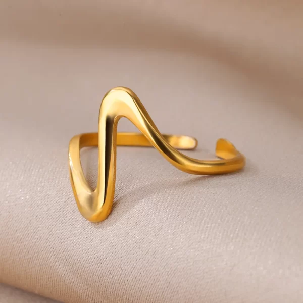 Stainless Steel Rings for Women Waterproof Open Gold Color Ring Wedding Couple Band Jewelry Gifts Free Shipping Items anillos - Image 5