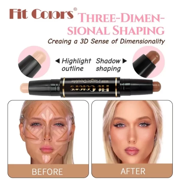Dual-end Highlighter Concealer Stick Contour Shadow Smear Pen Brighten Face Body Nose Shadow Multi-functional Contouring Sticks - Image 5