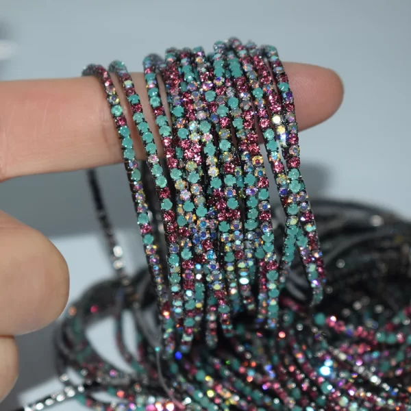 50pcs/Set Fashion Gold Multiple Colour Crystal Rhinestone Elastic Bracelet Bangle Bling Wristband Women Wedding Bridal Jewelry - Image 11