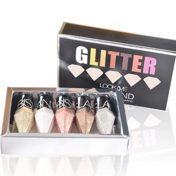 5pc/set Professional Shiny Eye Liners Cosmetics for Women Pigment Silver Rose Gold Color Liquid Glitter Eyeliner Beauty Makeup