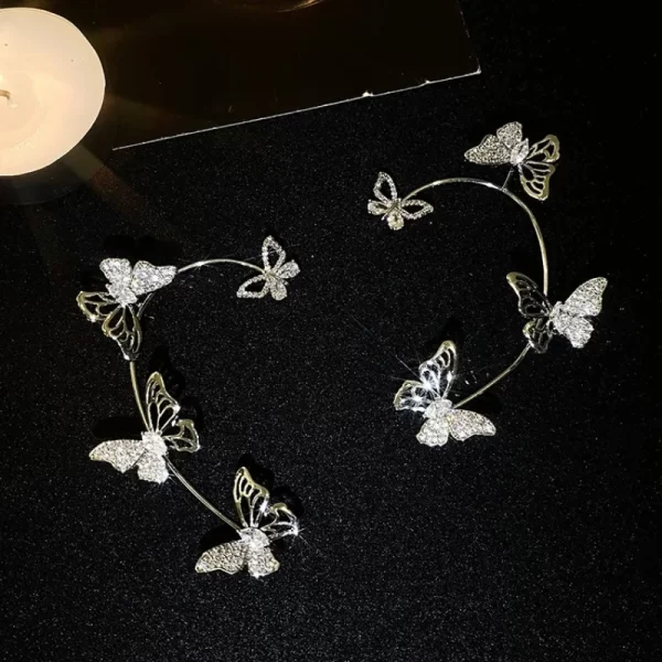 Design Hollow Butterfly Earrings Fashion Exquisite Single Ear Hook Women Girls Metal Rhinestones Ear Cuff Crystal Jewelry Gift - Image 18