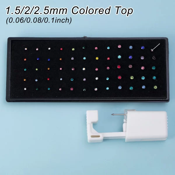 61PCS Nose Piercing Kit Including 1pc Disposable Nose Piercing Gun Machine 60pcs CZ Straight Nose Studs Body Jewelry Tool Set - Image 6