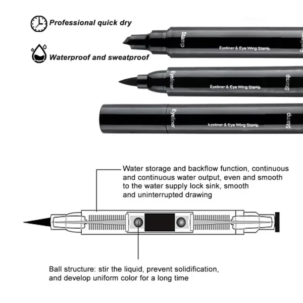 2 In1 Stamp Double-ended Fast Dry Eyeliner Waterproof Lasting Triangle Non-smudge Liquid EyeLiner Pencil Makeup korean cosmetics - Image 6