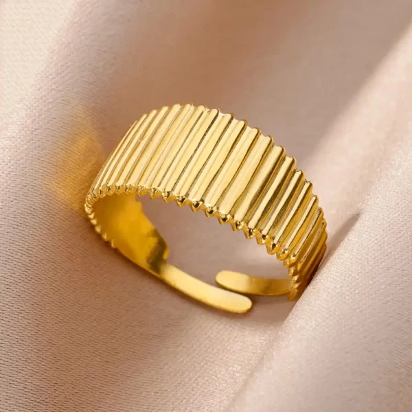 Stainless Steel Rings For Women Men Gold Color Hollow Wide Open Ring Female Male Fashion Wedding Party Finger Jewelry Gift 2024 - Image 8
