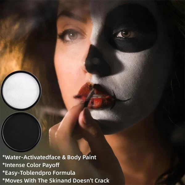 30G Water Solubility Monochromatic Body Paint Black And White Makeup Face Paint Halloween Party Waterproof Makeup Body Painting - Image 4