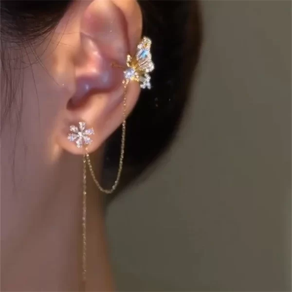 Korean Elf Butterfly Ear Cuff Without Piercing Clip Earrings for Women Elegant Sparkling Zircon Crystal Ear Clip Wedding Jewelry - Image 8