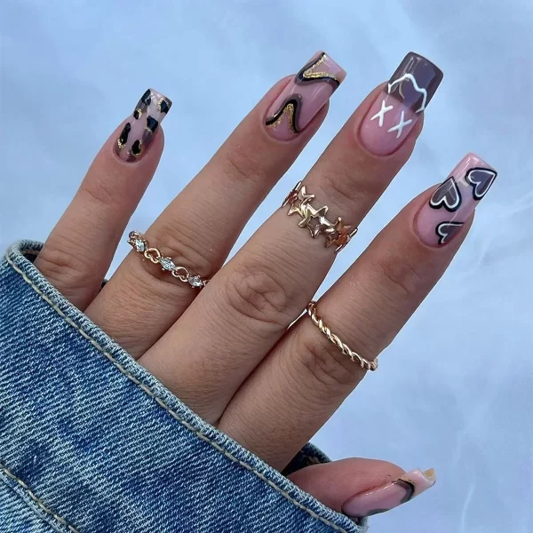 Sweet Romantic Pink Lips Print Wearable Fake Art Nail Spice Girl Frosted False Nails Valentine's Day Press on Nail Glue Manicure - Image 9