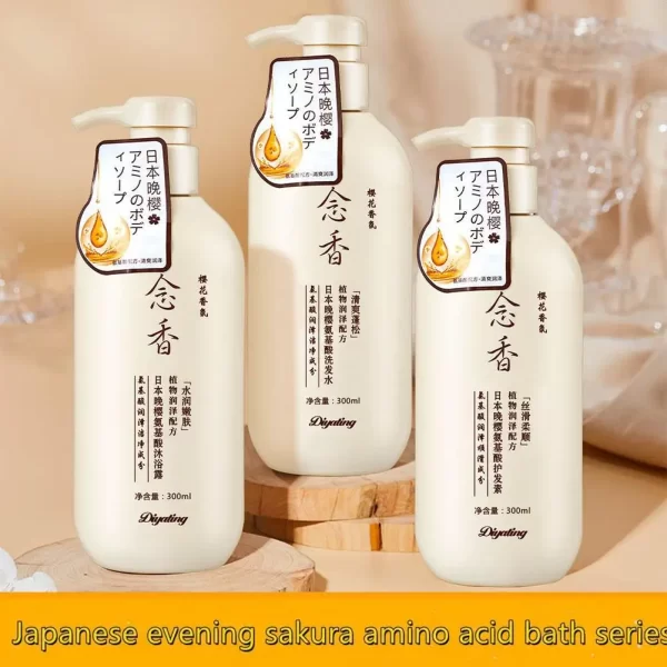 Fragrant Japanese Amino Acid Shampoo Hair Conditioner Body Wash 3pcs Set Hair Shampoo Bath Lotion Shampoo Skin Care - Image 2