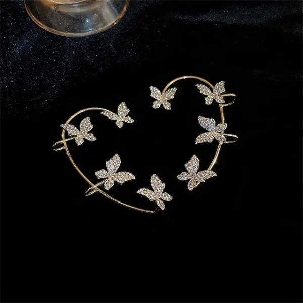 Gold Silver Color Metal Butterfly Ear Clips Without Piercing For Women Sparkling Zircon Ear Cuff Clip Earrings Wedding Jewelry - Image 12