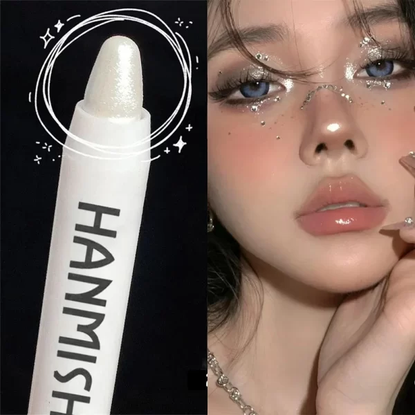Pearl Matte White Glitter Eyeliner Pencil Brightening Eyes Head Lying Silkworm Waterproof Highlighter Eyeshadow Stick Cosmetic - Image 2