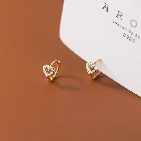 Trendy Cute Sweet Hollow Heart Cz Zircon Hoop Earring Women Classic Shiny Stud Earrings Fashion Small Ear Buckle Female Jewelry - Image 5