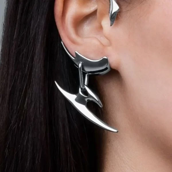 Cyberpunk Hip Hop Unisex Ear Clip Gothic Punk Silver Color Dagger Earless Piercing Couple Earrings Accessories Jewelry Eardrop - Image 6