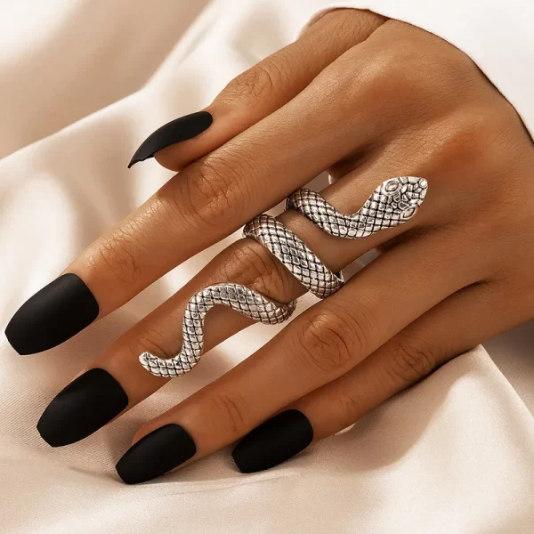 Punk Silver Color Metal Liquid Butterfly Rings Set For Women Gothic Hip Hop Irregular Wave Insect Finger Rings Aesthetic Jewelry - Image 9