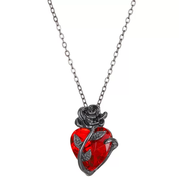 Gothic Rose Red Love Necklace Women's Y2K Grunge Jewelry Dainty Silver Color Tonebloody Human Heart Pendant Personalized Gifts - Image 8