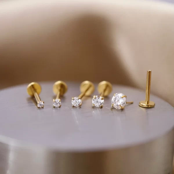 2/6PCS Stainless Steel Eearring Nose Stud Cartilage Piercing Jewelry Helix Tragus Lip Flat Back Tiny Earrings for Women 18G - Image 6