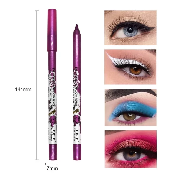 14 Colors Colorful Long-lasting Eyeliner Pencil Waterproof Quick-Dry No Blooming Blue Pink Eye Liner Pen Cosmetics Tools - Image 2