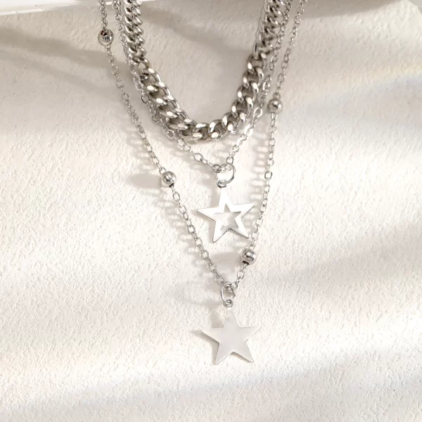 9 Pcs Simple Choker Necklaces for Women Fashion Love Heart Star Pendant Layered Necklace Jewelry Gift European and American 2024 - Image 10