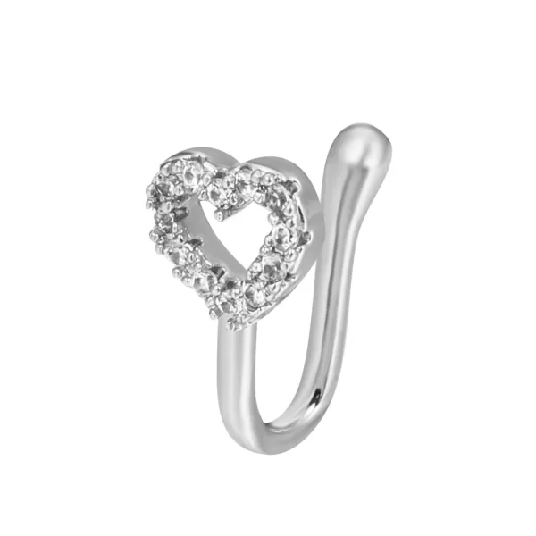 Shiny Crystal Rhinestone Hollow Heart Fake Piercing Nose Ring for Women Teens U-shaped Nose Clip Non-perforated Septum Jewelry - Image 21