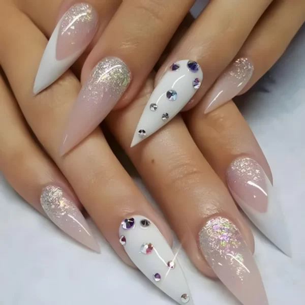 24pcs White French False Nails y2k White Star Ballerina Coffin Press on Nails Detchable Full Cover Fake Nails Tips For Girls - Image 11