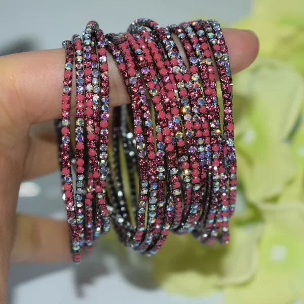 50pcs/Set Fashion Gold Multiple Colour Crystal Rhinestone Elastic Bracelet Bangle Bling Wristband Women Wedding Bridal Jewelry - Image 12