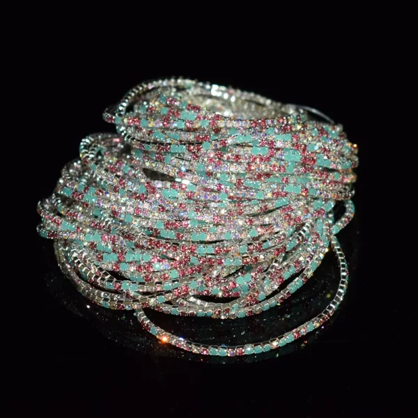 50pcs/Set Fashion Gold Multiple Colour Crystal Rhinestone Elastic Bracelet Bangle Bling Wristband Women Wedding Bridal Jewelry - Image 20