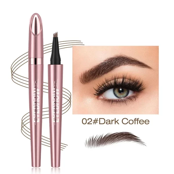 4 Fork Tip Eyebrow Pencil 3D Microblading Waterproof Dark Brown Natural Colour Fine Stroke Magic Eyebrow Pencil 2024 New Ladies - Image 9