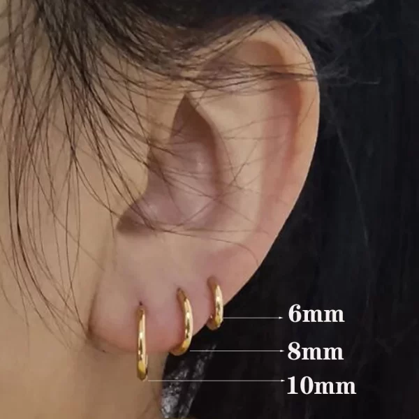 6/8/10/14/16/20mm Tiny Circle Stainless Steel Huggie Hoop Earrings for Women Men Anti-allergic Cartilage Piercing Loop Ring - Image 3