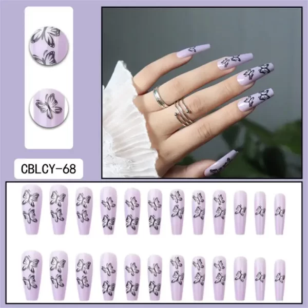 Long Ballet French Nail Art White Fake Nails Manicure Press On Nails False With Designs Artificial Wearing Reusable - Image 9