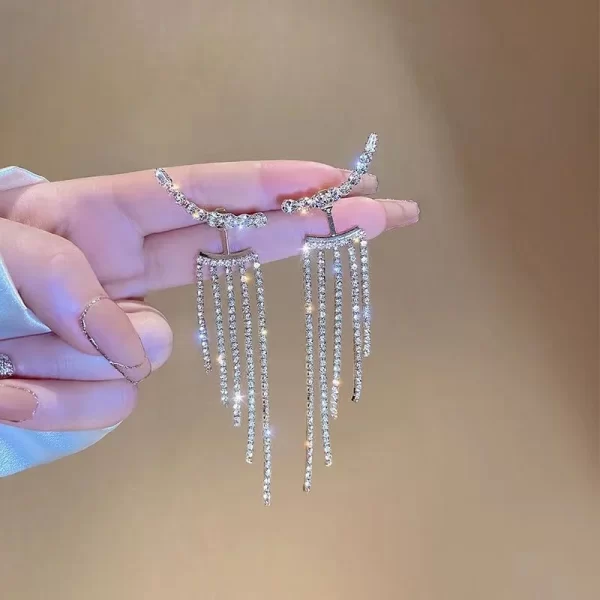 2023 Luxury Women's Earrings Rhinestone Fringe Hanging Zircon Earrings New Shiny Wedding Statement Party Jewelry Gifts - Image 7