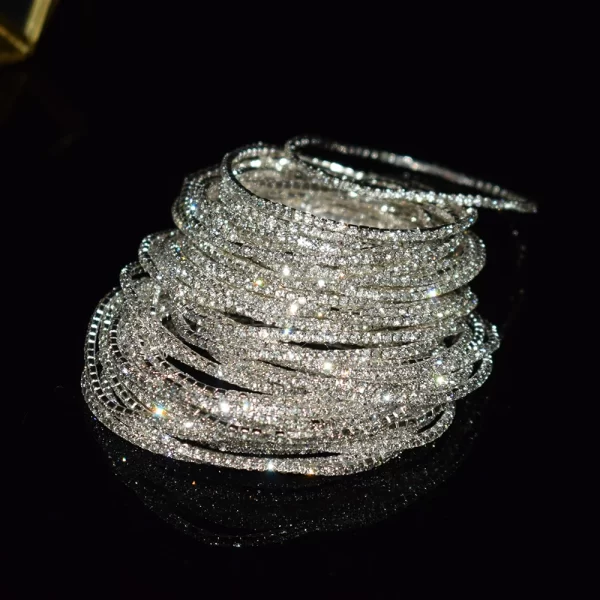 50pcs/Set Fashion Gold Multiple Colour Crystal Rhinestone Elastic Bracelet Bangle Bling Wristband Women Wedding Bridal Jewelry - Image 17