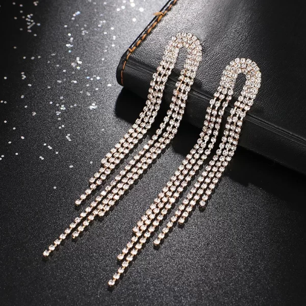 2023 Luxury Women's Earrings Rhinestone Fringe Hanging Zircon Earrings New Shiny Wedding Statement Party Jewelry Gifts - Image 14