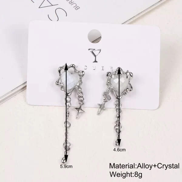 Irregular Heart Tassel Star Earrings Women Design Senior Sense of Fashion Personality Earring 2023 Y2K Trendy Party Jewelry Gift - Image 6