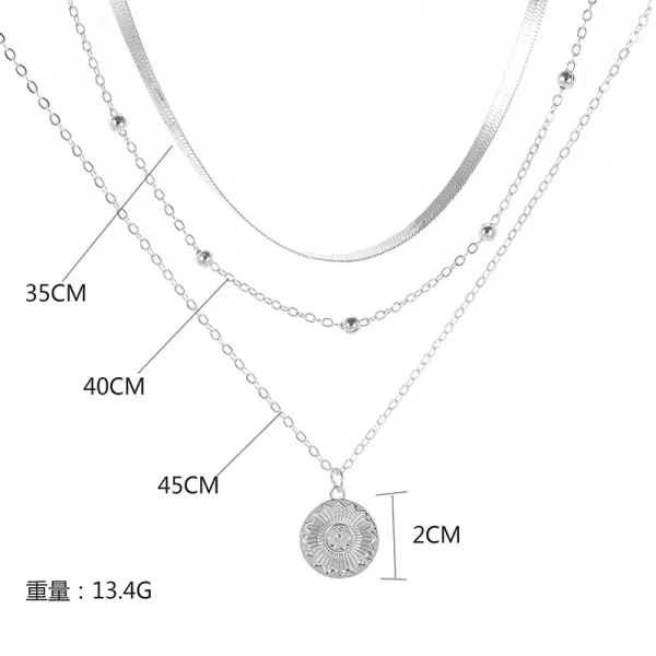 925 Sterling Silver Three-Layer Round Necklace Simple Snake Chain Charm Ball Chain Party Wedding Gift Women's Exquisite Jewelry - Image 7