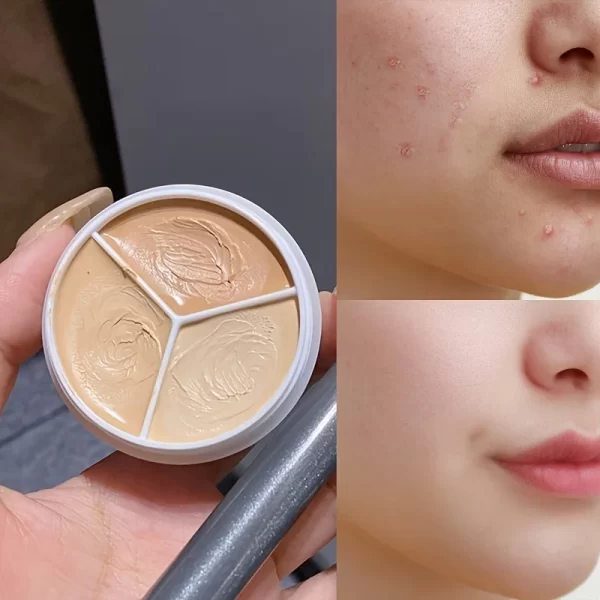 3 Colors Concealer Palette Eyeshadow Base Palette Matte Contour Concealer With Brush Covering For Dark Circles Concealer Cream - Image 2