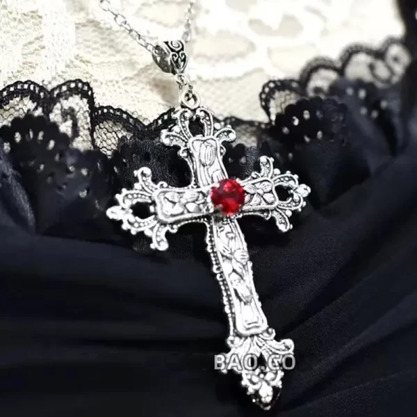 Y2K Punk Crystal Cross Pendant Necklace For Women Men Gothic Clavicle Chain Choker Necklaces Aesthetic Jewelry Bijoux Party Gift - Image 4
