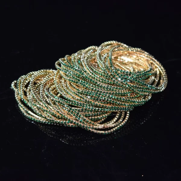 50pcs/Set Fashion Gold Multiple Colour Crystal Rhinestone Elastic Bracelet Bangle Bling Wristband Women Wedding Bridal Jewelry - Image 37