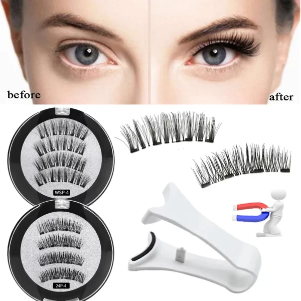 4pcs Magnetic Eyelashes Natural Long With Applicator Reusable Lashes Extension Women Beauty Thick Long 3D False Magnetic Lashes - Image 6