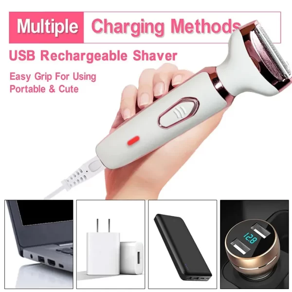 4 in 1 Electric Razor for Women Shaver Lady Shaver Body Hair Trimmer for Armpit Bikini Arm Leg Face Mustache Portable Painless - Image 5